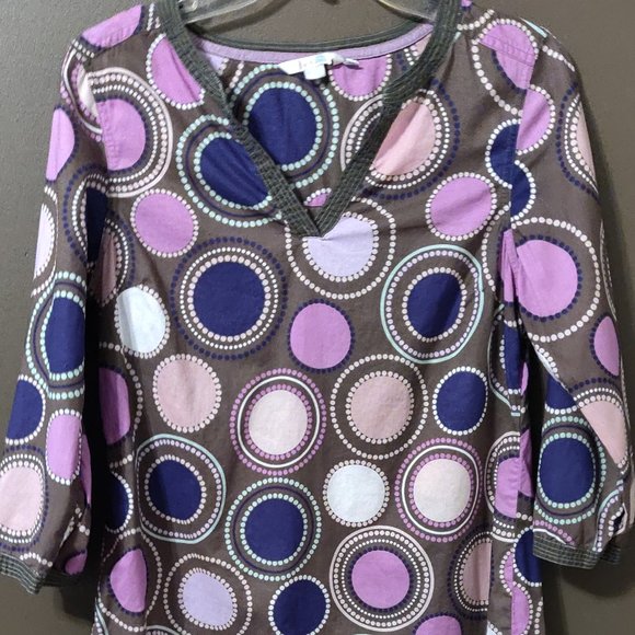 Boden Circles Cotton 3/4 Sleeve Top SIZE 4 - Picture 1 of 5